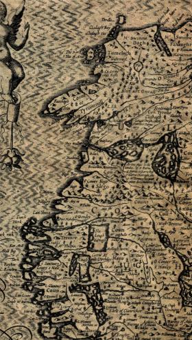 Map of Ireland’s north-west coast c. 1600. In the bottom left-hand corner, just west of Lough Mask (the second of the three lakes at the bottom), is indicated the territory of ‘Grany O Maile’.