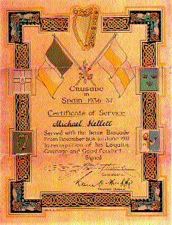 ‘Crusade in Spain'- certificate of O'Duffy's Irish Brigade