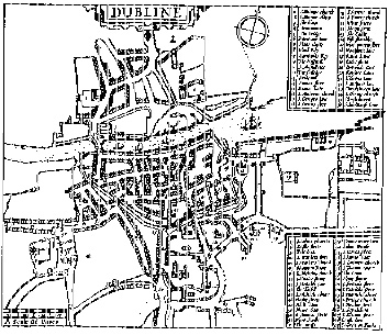 John Speed's map of Dublin, 1610-Dublin is sometimes seen as anomalous in a preponderantly rural Ireland, but it had much in common with the Hanseatic town of Lemgo in Northern Germany.