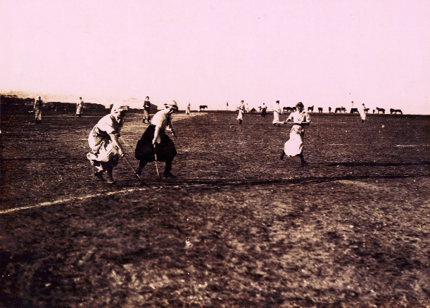 Nurses playing hockey at Salonika, January 1917. (Imperial War Museum)