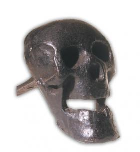 Eighteenth-century iron skull mounted on the gallows in Armagh in the days when executions were held in public.