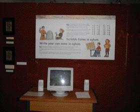 An interactive computer display about ogham stones.