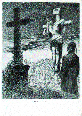 ‘Irland am Kreuz' [Ireland on the Cross] surrounded by the phantoms of women and children, crying out ‘O God, whom I have so long implored in vain, have you become an Englishman?'