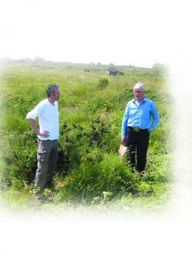 Local historians Stephen Dunfort and Paddy Lavin identifying a Croppy’s grave in Maughan’s Field (named in memory of the dead insurgent) near Kilcummin, Co. Mayo. The site was recalled in local folklore and had been previously marked with a cairn.