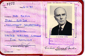 MacBride's UN identity card.