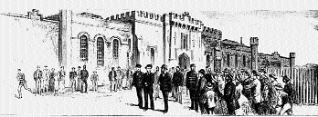 O'Donnell leaving prison for the court house in Port Elizabeth.(Graphic, 6 September 1883) 