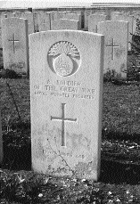 Grave of an unknown Munster Fusilier killed c.1916 in the Loos salient, Dud Corner Military Cemetery, Loos