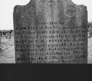 Gravestone of John Rice, Irishtown, New Ross-maternal great-great-great grandfather of the author