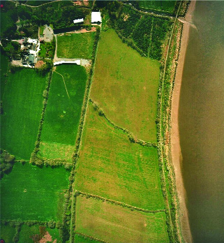 Aerial view of Woodstown in 2001. (Waterford County Council)