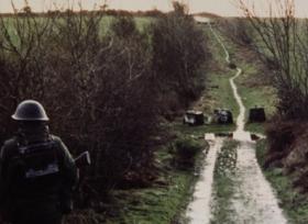 The Irish army patrol an unapproved border road in the 1970s. (Military Archives)