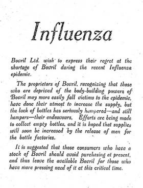 Bovril notice (Irish Independent, 23 December 1918)