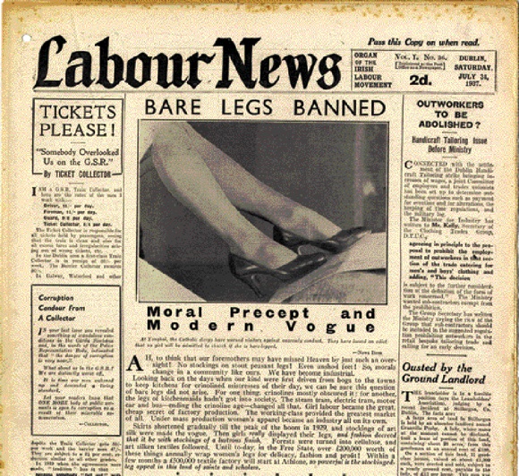 Left: Labour News, first published in November 1936, was lively and well laid out, and concentrated on contemporary politics and agit-prop rather than rehashing the life and times of James Connolly or reproducing verbatim transcripts of Dáil debates. (UCD Archives)