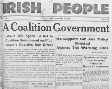 'The Irish People'—its first editorial, which stated that the country’s main threat came not from communism but from ‘the gross abuses of the individualistic capitalist system, which… are most stringently condemned in the Papal Encyclicals’, set the tone for future editions. (National Library of Ireland)