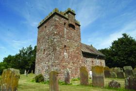 Pl. 5—Newtown Arlosh, Cumbria. Similar in style to Taghmon and other Irish fortified churches and houses, its border location is echoed in churches such as Aghavillier, Co. Kilkenny. (W. Doran) 
