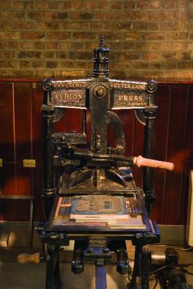 An Albion hand printing press — a British copy of the Columbia press that revolutionised printing in the early nineteenth-century.