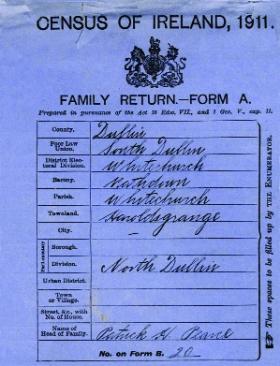 1911 Census return for the household of Patrick Pearse. (National Archives of Ireland)