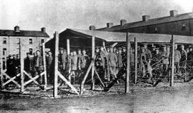 German POWs at Richmond Barracks, Templemore, 1914. The two large barrack squares were divided into four separate compounds. (Garda College Museum)
