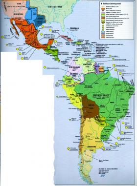 Political developments in nineteenth-century Latin America. (The Times Concise Atlas of World History [1982])