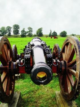 One of several replica cannons on display.