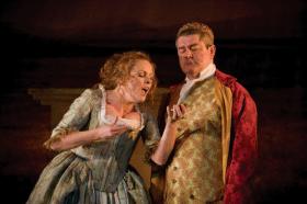 Rose (Janet Moran) and Justice Balance (Denis Conway).(All images: Abbey Theatre)