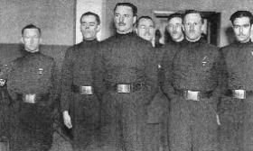 Above: William Joyce (left)—a.k.a. ‘Lord Haw-Haw’—with Oswald Mosley (centre) in the Blackshirt uniform of the British Union of Fascists and (below) delivering a fiery speech. (The Friends of Oswald Mosley)