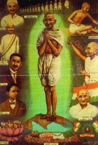 Christian and Hindu iconography are blended in this ten-stage representation of the life of Gandhi by the artist Dinanath. ‘If he insists on committing suicide [by going on hunger strike]’, wrote Amery in August 1942, ‘. . . I would certainly not tolerate the kind of day-to-day bulletins which were issued about the wretched Lord Mayor of Cork [Terence MacSwiney] years ago.’