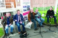 Punks or posers’?—the History Ireland Hedge School panel outside Phibsborough Library, Sunday 11 September (l–r): Pete Holidai, Eamon Delaney, Billy McGrath, David Donnelly and Cieran Perry. (Fionán O’Connell Photography)