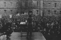 Student general meeting in UCG in 1972. Students, well represented in the ranks of Galway’s family planning activists, had some immunity to the social pressure brought to bear by ultra-conservative Catholic groups. (TUSA)