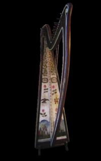 One of the Drogheda harps, played by the student William Griffith at the Tara monster meeting in 1843, that has remained in the ownership of a Drogheda family for several generations.