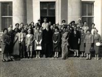 President Eamon de Valera welcoming delegates of the International Alliance of Women Congress to Áras an Uachtaráin in 1961. Hilda Tweedy is standing on de Valera’s left. (National Archives of Ireland)