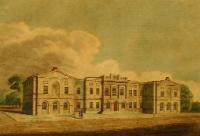 Nineteenth-century print of Sir Patrick Dun’s Hospital. Because of wrangles between the College of Physicians and Trinity College it was nearly 100 years before Dun’s wishes were finally carried out with a new hospital bearing his name. The first stone was laid in 1803.
