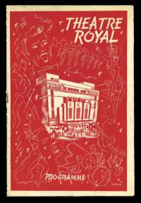 An example of James Mahon’s scraperboard artwork from March 1953. The theatre’s stage manager, Charles Wade, personally collected what constitutes the Theatre Royal ephemera collection in the Irish Theatre Archive in the Gilbert Library, Pearse Street, with additional material in the National Library’s Holloway Collection. A collection of hand-produced glass projector slides, which belonged to Norman Metcalfe, is kept in the Irish Film Institute archive, Eustace Street. (Wade Collection, Gilbert Library)