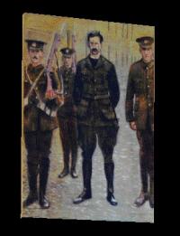 A painting by Mick O’Dea after a photograph of de Valera under arrest in 1916—part of a mini-collection of contemporary art in the museum curated by James Hanley RHA.