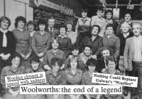 Staff from Woolworth’s Drogheda store in 1984, with headlines from around the country. (Drogheda Independent)