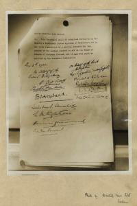 The signature page of the British original of the Anglo-Irish Treaty signed on 6 December 1921.