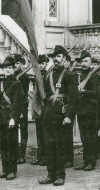 Captain Jack White on parade with the Irish Citizen Army. A mid-Antrim native, he developed political views strikingly different from his father, Sir George White VC. (Mid-Antrim Museum)