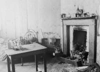 Interior of a tenement in the Coombe, 1913. The squalor they contained was staggering: poverty, malnutrition, rampant disease, cramped quarters, a lack of hygiene, and an infant mortality rate that far outstripped that of London. (Royal Society of Antiquaries of Ireland)