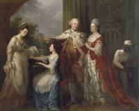 The Ely family group portrait (1771). The painter, Angelica Kauffmann, was of Swiss origins. She worked in Italy before arriving in London in 1766 and became a founder member of the Royal Academy of Arts in 1768. She visited Ireland for six months in 1771—from which period the Ely group painting probably dates—and left England in 1782 for Rome, where she died in 1807. Grand, semi-official group portraiture is comparatively rare in Ireland, but Kauffman’s commissions included three such works: the Ely family group, the Townshend family group and the Tisdall family group. These works are anomalous in both Kauffman’s output and the Irish context. (National Gallery of Ireland)