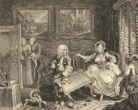 William Hogarth’s The Harlot’s Progress, scene two (1732). Black servants, especially boys, were often treated as prized possessions and fashionable accessories, simultaneously useful and decorative, domestic but exotic, who were decked out in elaborate livery or uniforms. Note the lockable metal collar. (British Museum)