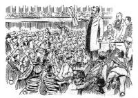 The ‘baton’ convention of the UIL, 9 February 1909, as depicted in the O’Brienite/Healyite Irish Independent—‘An organised attempt was made by a band of rowdies and Ribbonmen, imported from Belfast and armed with bludgeons, to prevent Mr O’Brien, Mr Tomas O’Donnell, and Father Clancey from being heard at the Convention on Tuesday’.
