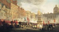 Right: The Dublin Volunteers on College Green, 4th November 1779, by Francis Wheatley. Hervey’s political dreams were dashed at the Volunteers’ convention of 1782, where his ideas for Catholic enfranchisement and parliamentary reform were rejected. (National Gallery of Ireland)
