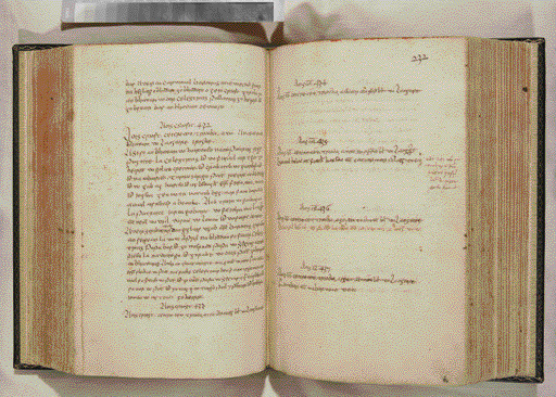 Annals of the Four Masters, open at the year 432. (UCDâ€“OFM Partnership)