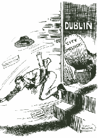 Above: Dublin employers universally portrayed Larkin’s leadership as the ultimate cause of violent unrest in the capital. (Evening Herald, 6 September 1913)