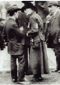 Countess Markievicz (with James Connolly behind her). Because she was a Labour sympathiser, de Valera made her minister for labour in the first Dáil’s underground government.