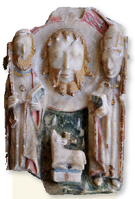 Above: The alabaster head of the decapitated St John the Baptist, his brow gashed, in Clongowes Wood College, Co. Kildare. (Clongowes Wood College)