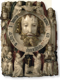 Below: Similar to the panel at Clongowes, this splendid alabaster relief of the head of St John the Baptist, formerly in Scarisbrick Hall, Lancashire, was carved in England around 1470–1500. (Victoria and Albert Museum)