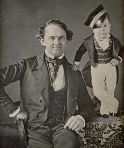 Above: Charles Sherwood Stratton, a.k.a. ‘General’ Tom Thumb, and his manager, Phineas Taylor Barnum, c. 1850. (National Portrait Gallery, Smithsonian Institution)