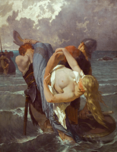 Les pirates Normands au IXe siècle by Évariste-Vital Luminais (1894). Slaves were among the goods traded out from Viking Dublin. (Museé Anne de Beaujeu, Moulin)