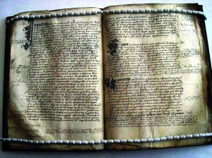 Folio 63 of the Alani Registrum (Bishop Alen’s Register), the transcribed record of the parliament at Castledermot in 1264. (Representative Church Body Library)