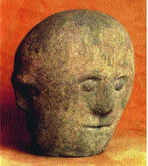 The Corleck Head, which revolves inside its display cabinet, allowing visitors to see all three faces.